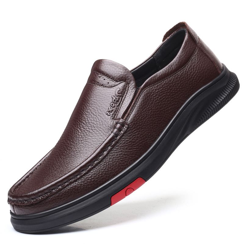 2022 Efterår Mænds Afslappet Fleece Varme Lædersko Mode Business Slip-on Sko Åndbare Og Komfortable Far
