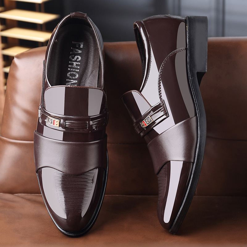Britisk Mode Herresko Blanke Business Casual Lædersko Simple Lak Læder Sæt Fod