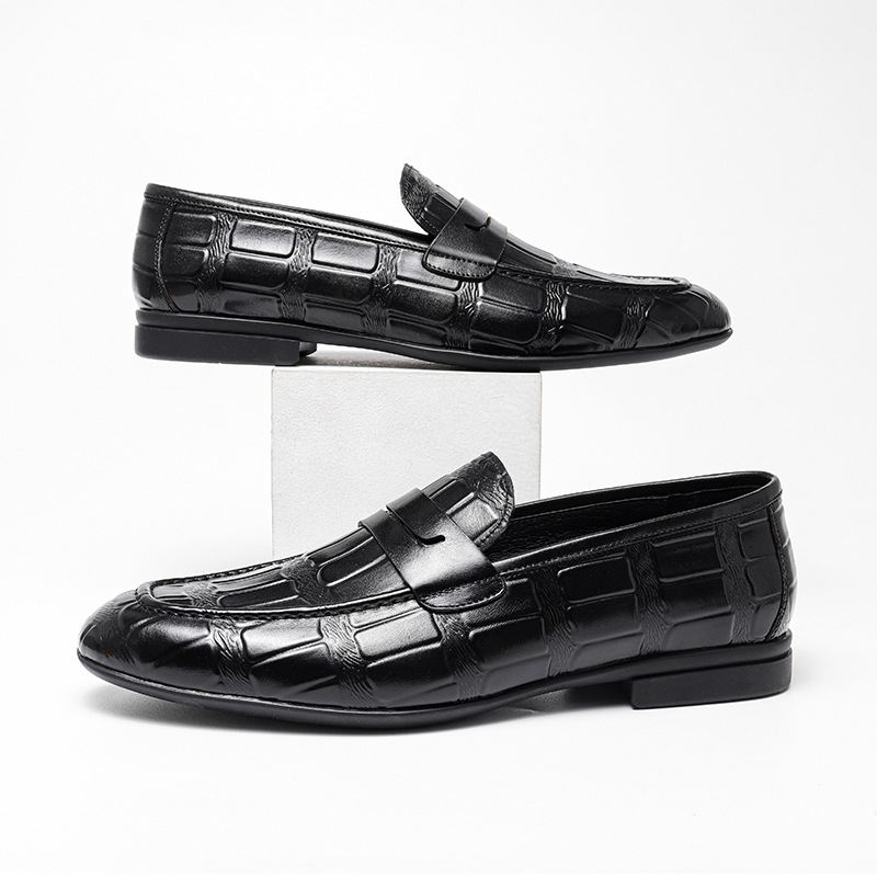 Efterår Afslappede Lædersko Herre Business Trend Lette Og Åndbare Slip-on Læder Loafers Til Mænd