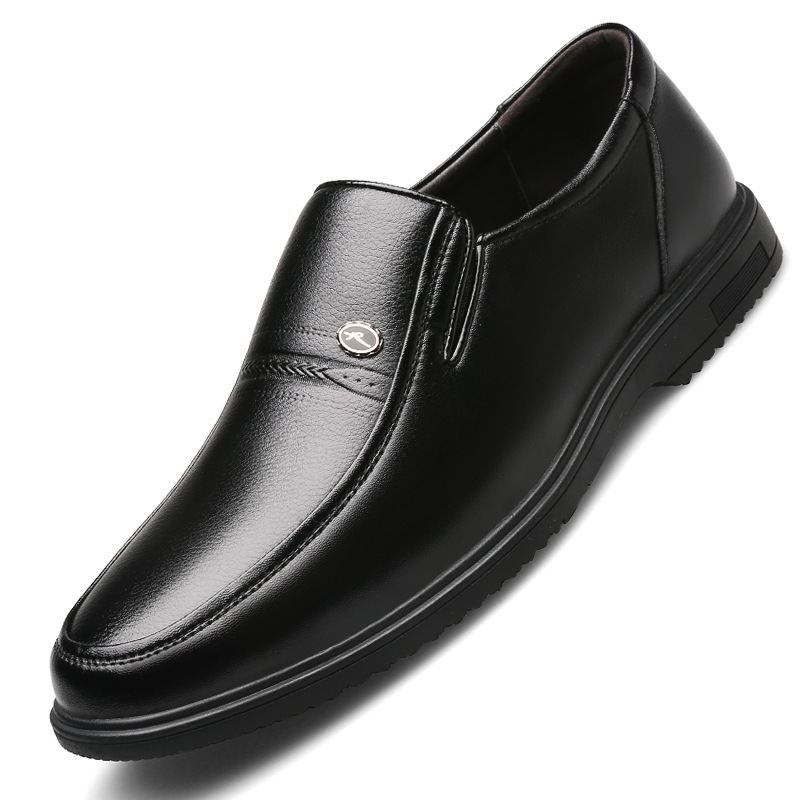 Efterår Midaldrende Og Ældre Lædersko Herre Blødsålede Bløde Slip-on Sko Business Casual Læder Far