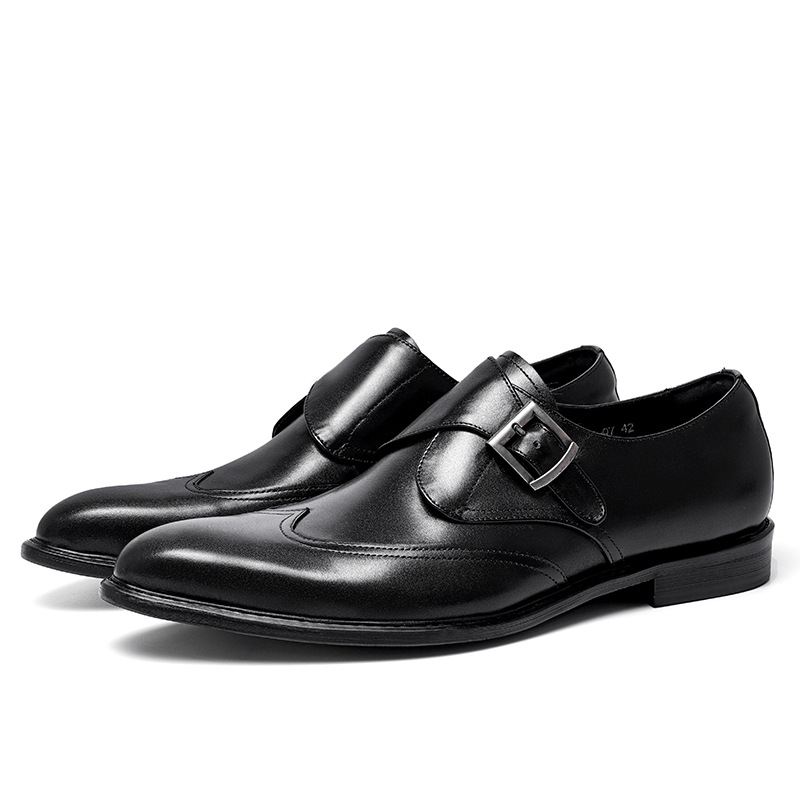Mænds Lædersko 2022 Sommer Business Casual Britisk Mode Læderspændesæt Fodkjole Sko Mænd