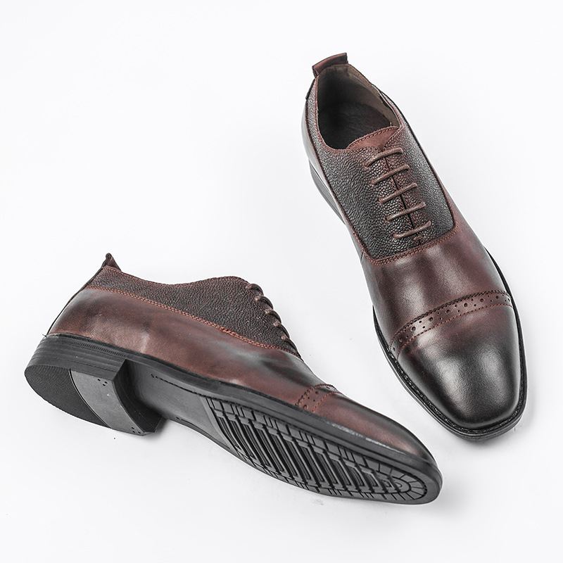 Mænds Sko Forår Midaldrende Retro Business Derby Herre Top Lag Okselæder Afslappet Læder Mænd