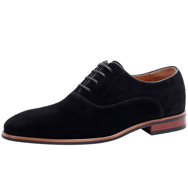 Nubuck Afslappede Herresko Business Britiske Snøresko Med Spidse Tå Til Mænd Ruskind