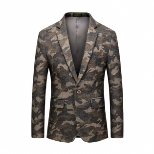 Camouflage Materiale Mode Afslappet Lille Jakkesæt Med Én Knap Nizi Print Til Mænd