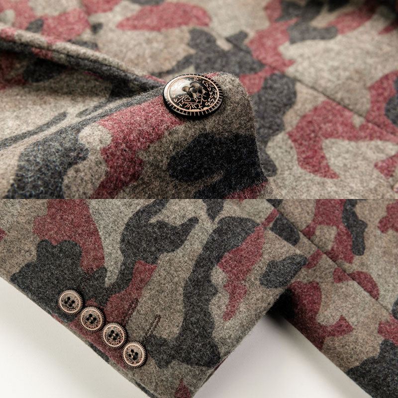 Camouflage Materiale Mode Afslappet Lille Jakkesæt Med Én Knap Nizi Print Til Mænd