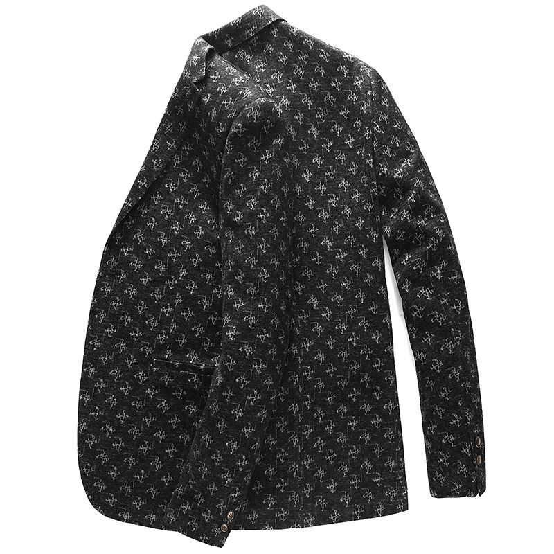 Casual Jakkesæt Herre Efterår Og Vinter Elastisk Ikke-jern Til Mænd Jacquard Slim Enkelt Jakke