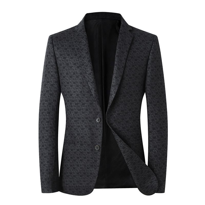 Efterår Og Vinter Plaid Slank Jakkesæt Herre Trendy Elastisk Strikket Ikke-jern Casual Herretøj