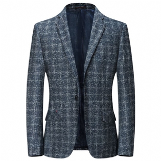 Efterår Plaid Casual Suit Herremode Business Kvalitet Lille Jakkesæt