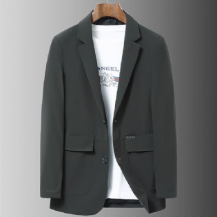Forår Og Efterår Casual Ensfarvet Slim Fit Jakkesæt Krave Ingen Slids Lige Søm Lomme Flap Dig Pocket Mænd
