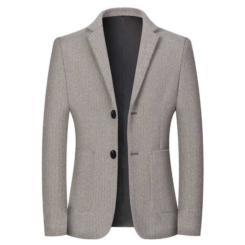Forårsdragt Krave Casual Ingen Slids Rund Søm Plaid Slim Fit Forår Og Efterår Lommeflap Dig Pocket Brun Dragt