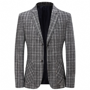 Herre Plaid Casual Jakkesæt Til Mænd Efterårs Business Skulderpude Lille