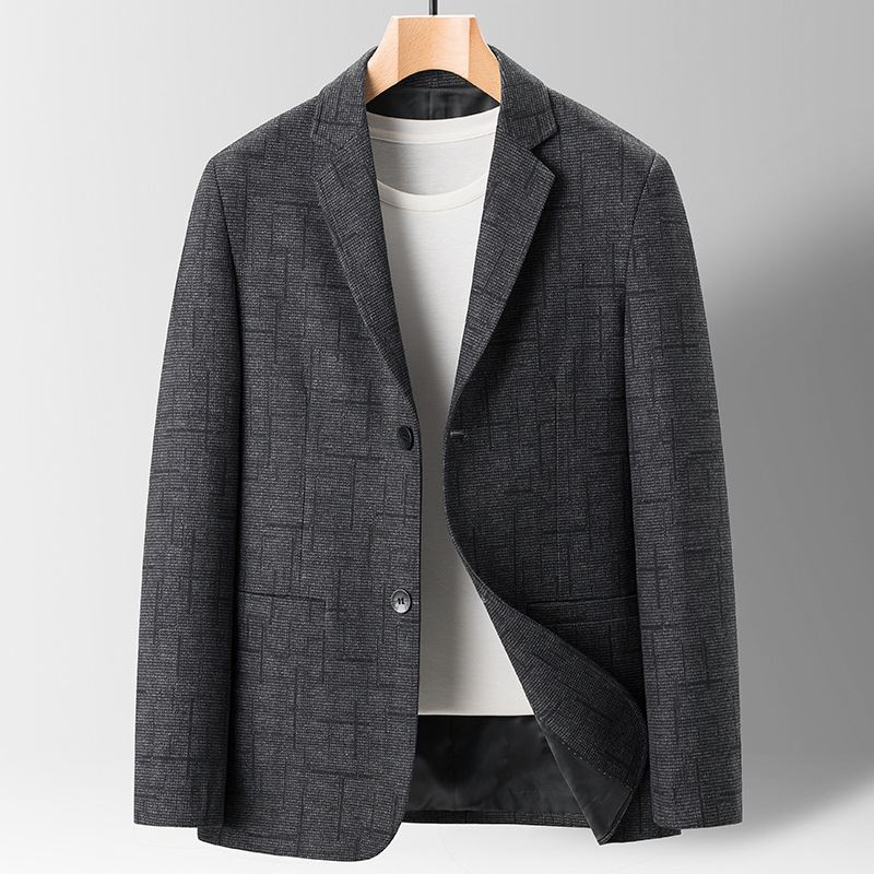 Herredragter 2022 Forår Og Efterår Ungdom Business Casual Plaid Jakkesæt Herre Tynd Frakke Herretøj