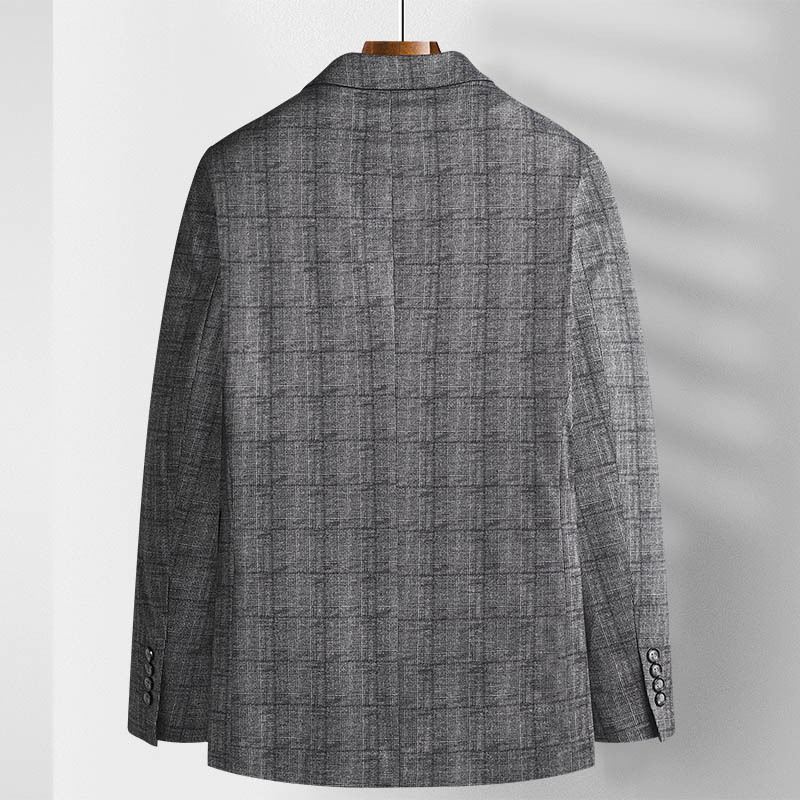 Jakkesæt Forårsdragt Herre Plaid Elastisk Midaldrende Og Ungt Lille Trend Fritid