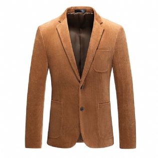 Mænds Plus Størrelse Jakke Ensfarvet Fløjlsjakkesæt Business Casual Top Herre