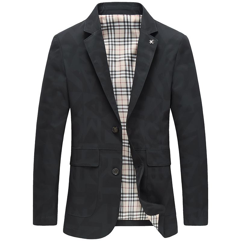 Slids Casual Jakkesæt Krave Ensfarvet Løs Tredimensional Patch Pocket Forår Og Efterår Mænds
