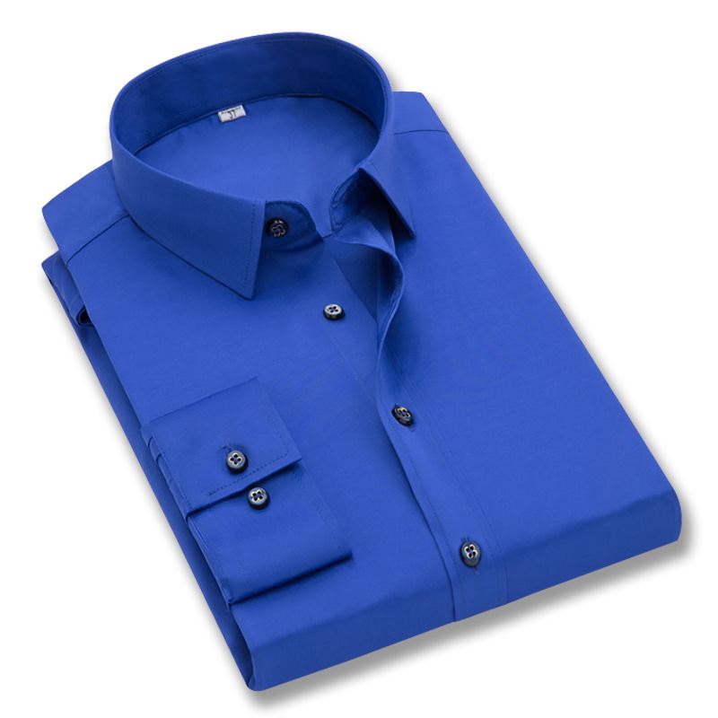 Efterår Langærmet Business Casual Skjortejakke Til Mænd Ensfarvet