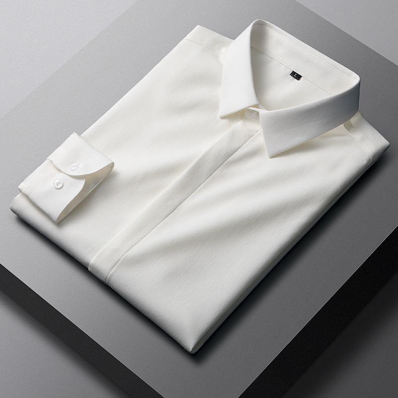 Enkel Business Casual Skjorte Herre 2022 Forår Og Efterår Tynd Ensfarvet Strygefri Langærmet Slim Til Mænd