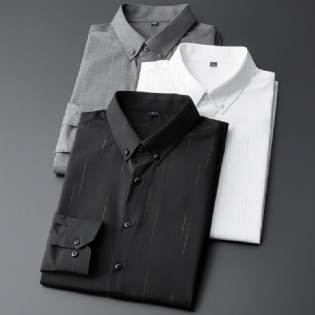 Skjorter Til Mænd Af Høj Kvalitet Avancerede Langærmede Sømløse Strygefri Trend Alle Match Business Casual