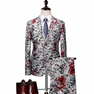 Mænds Business Casual Flower Suit Sæt Tilpasning Kjole Emcee To-delt