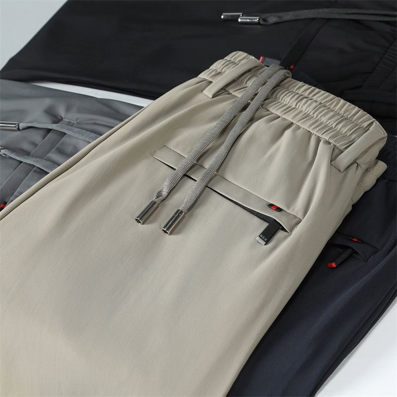 Far Bære High-end Herre Is Silke Fritidsbukser Lette Business Slim Bukser Elastiske Sommer