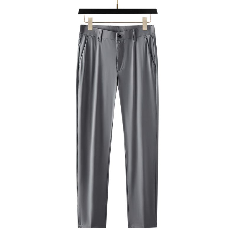 Sommer Tynde Is Silke Bukser Herre Strygefri Straight Casual Elastiske Lange Lette Business Jakkesæt