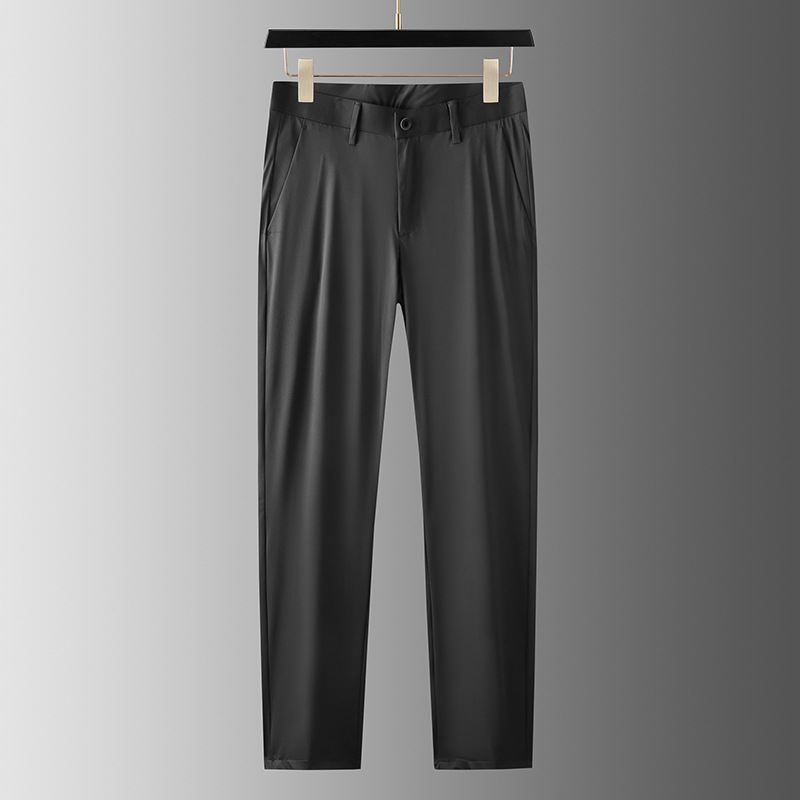 Sommer Tynde Is Silke Bukser Herre Strygefri Straight Casual Elastiske Lange Lette Business Jakkesæt